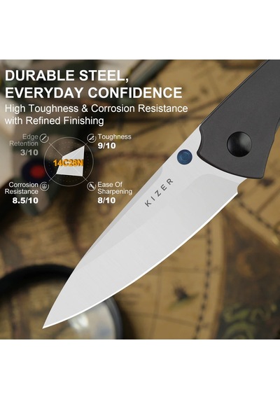 Kizer Spitfire 14c28n Aluminum + Micarta Kizerv 3690a1 Kamp Çakısı Kum