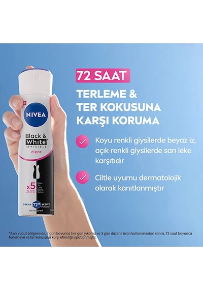 Invisible Clear Black White Kadın Deodorant Sprey 150 Ml + Roll-on 25 Ml