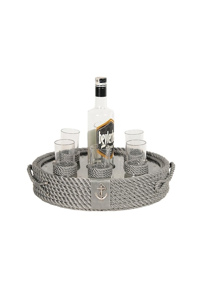 Rakı Bardaklı Tepsi | Gri