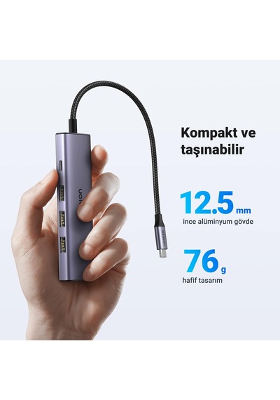 5 In 1 Usb C Hub, 4k Hdmı, Pd100w, 3usb A 5gbps, İpad Pro/air, Surface Pro/air, Macbook Pro/air, Galaxy Tab/s23/s22, Vb. İle Uyumludur.