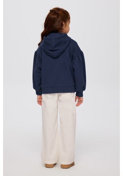 Panço Kız Çocuk Fermuarlı Lacivert Sweatshirt