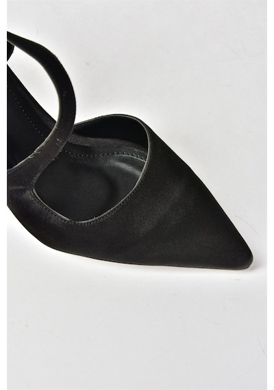 Fox Shoes Siyah Saten Kumaş Sivri Burun Kadın Topuklu Ayakkabı K4