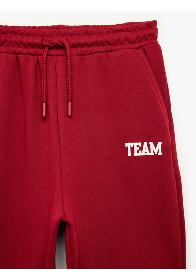Koton Üç İplik Cepli Beli Lastikli Bağlamalı Baskılı Balon Form Jogger Eşofman Altı Bordo 7wkb40091tk
