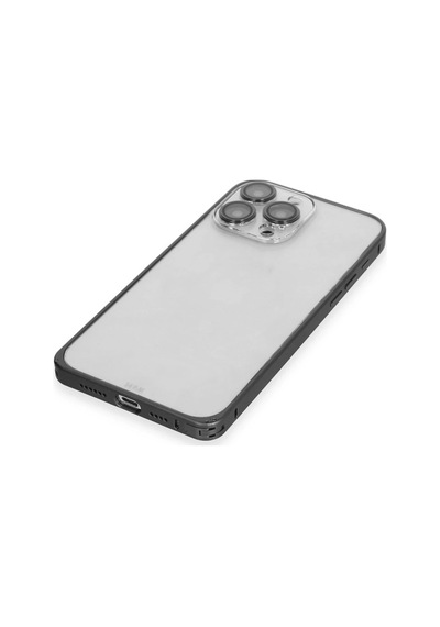 Joko Apple Uyumlu iPhone 15 Pro Max Metal Bumper Mat Kapak - Siyah Çok Renkli
