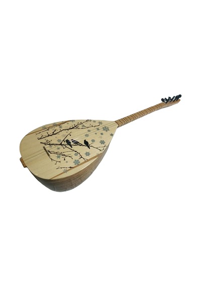 Uzun Sap Saz Bağlama Bağlama Kuş Dal İşleme Saz Bağlama