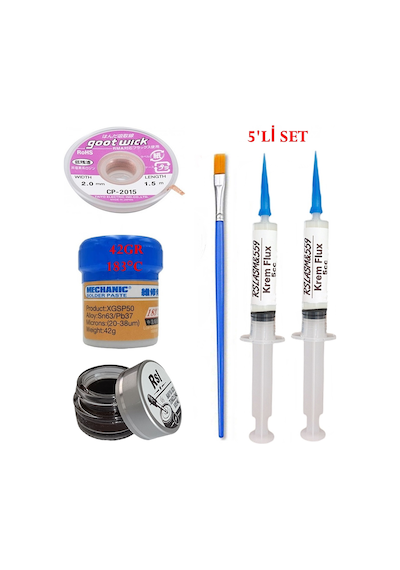 Mechanic Krem Lehim 183 C 42gr Havya Uc Temizleyici Flux Lehim Toplama Cp-2015 Lehim Emme Teli Fırça Seti03