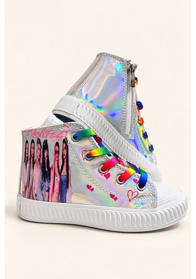 Nese Shoes Manifest, Unicorn Baskılı Kız Çocuk Işıklı Sneaker.spor Ayakkabı Gri