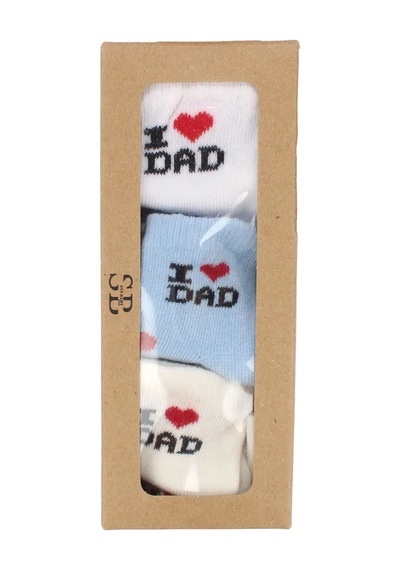 Bebegen Erkek Bebek Mavi Beyaz Ekru İ Love Dad 6'li Çorap Set 0-6 Ay Çok Renkli