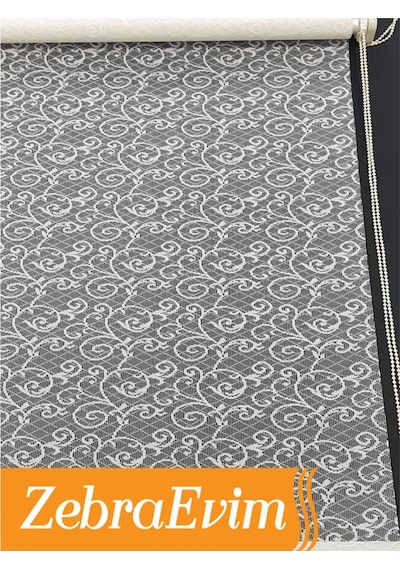 Çift Mekanizmalı Ekru Örme Tül Stor Zebra Perde Etek Dilim  (162627658) 100 x 200 Boncuklu Standart