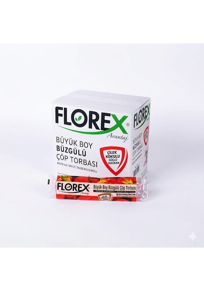 Şeylişeyler - Florex Büyük Boy Çöp Torbası Çilek Kokulu Büzgülü 65x70 10lu 1 Paket