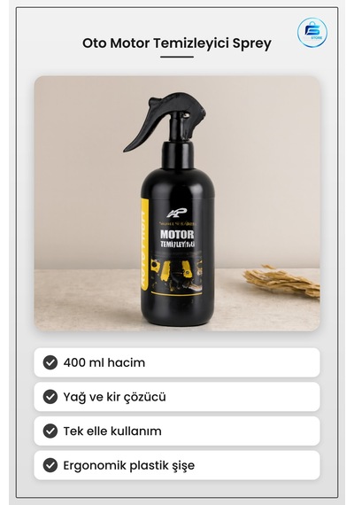 Oto Motor Temizleyici Sprey 400 Ml Yağ Kir Çözücü Araç Bakım Temi