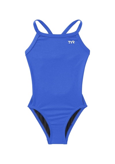 Tyr Durafast Elite Diamondfit Kız Çocuk Mayo - Solid Koyu Mavi