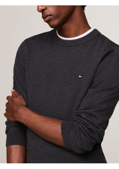 Tommy Hilfiger Pıma Org Ctn Cashmere Crew Neck Erkek Gri Kazak - Mw0mw28046 Gri