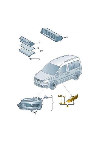 Volkswagen Caddy Çamurluk Sinyali Sol 2001-2019 2k5949101 1.6tdi, 2.0 Tdı, 1.0 Tsı