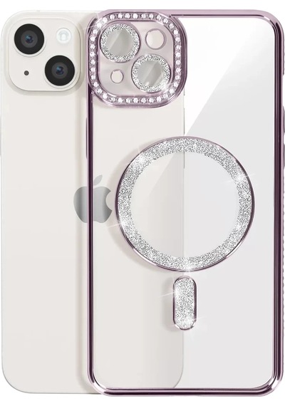 Newface Apple İphone 14 Kılıf Joke Simli Magneticsafe Kılıf - Pembe