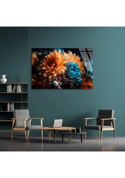 Çiçek Buketi - Cam Tablo - Deg1083 70 X 50 Cm