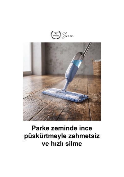 Spreylimop Spreyli Mop Doldurulabilir Su Hazneli Yedek Mikrofiber Bezli Mandallı Paspas Seti Parke