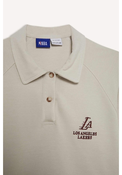 DeFacto Fit NBA Los Angeles Lakers Polo Yaka Pike Kadın Sweatshirt - Bej D6152AX25SPBG745