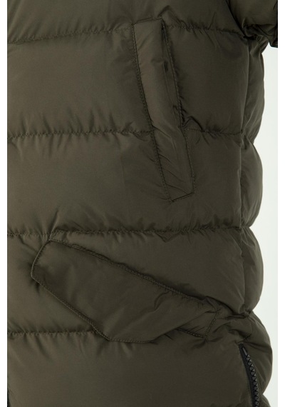 Maraton Sportswear Regular Erkek Kapşonlu Uzun Kol Basic Haki Mont 21262-haki Haki