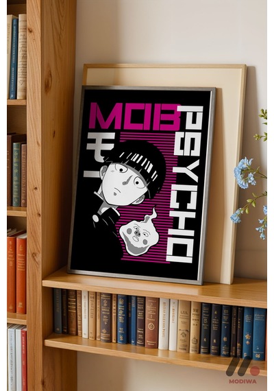 Mob Psycho 100 Anime Poster, Siyah Çerçeveli Duvar Tablosu - Anime Severlere Özel Hediye