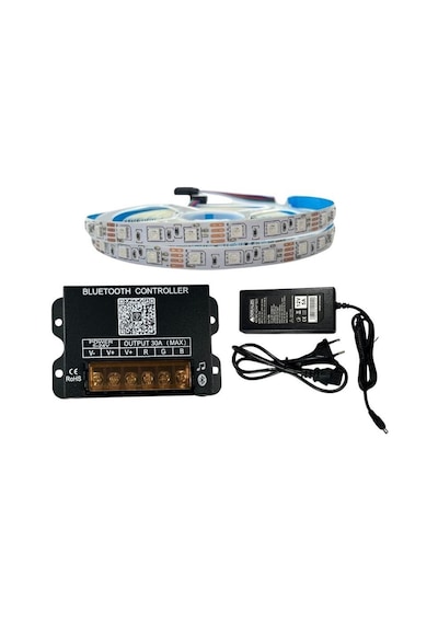 Bluetooth Telefon Kontrollü Rgb Şerit Led Set 5050 Ledli 3çipli 20metre Ip20