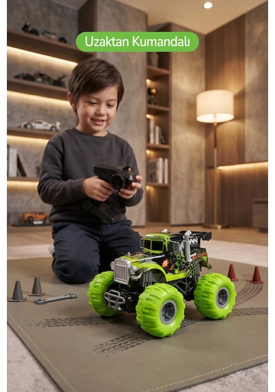 Şarjlı 2.4g Işıklı Buharlı Off-road Kamyon Yeşil Rq3049