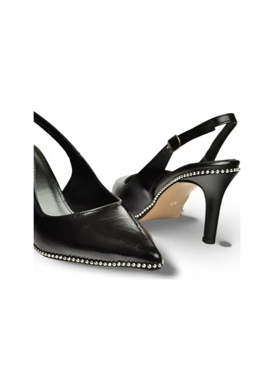 Fox Shoes Y572099760 Siyah Rustik İnce Topuklu Kadın Ayakkabı Siyah