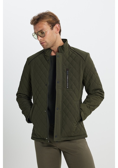 AC&Co / Altınyıldız Classics Erkek Hakı Standart Fit Normal Kesim Dik Yaka Kapitone Desenli Çıtçıtlı Yan Cepli Overcoat Hakı Haki