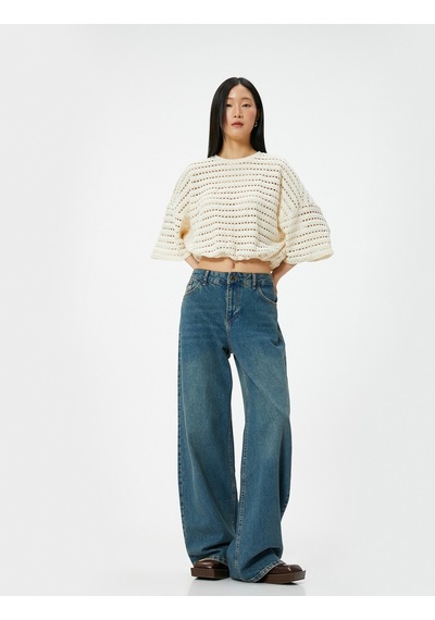 Koton Ajurlu Sweatshirt Yarım Kollu Bisiklet Yaka Beli Lastikli Kırık Beyaz 4sak30008ek Ekru Koton Ajurlu Sweatshirt Yarım Kollu Bisiklet Yaka Beli Lastikli Kırık Beyaz 4sak30008ek Ekru