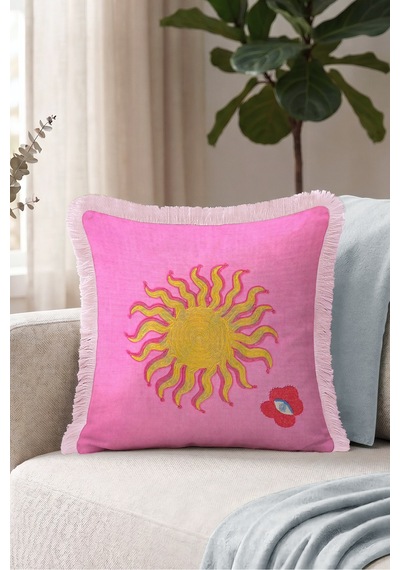 Güneş Motifli Fuşya Saray Saçaklı Yastık Kılıfı - Etnik Celestial Pembe Krem Püsküllü Kırlent Kılıfı Kayıp Yörünge Saten Güneş Motifli Fuşya Saray Saçaklı Yastık Kılıfı - Etnik Celestial Pembe Krem Püsküllü Kırlent Kılıfı Kayıp Yörünge Saten