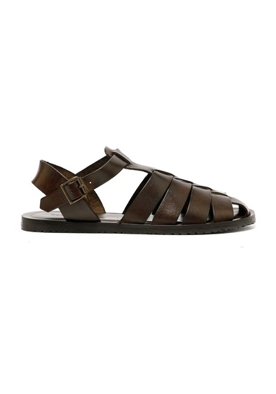 The Sandals Factory Sandalet Erkek M7533 The Sandals Factory Leather Upper Dark Brown Dark Brown