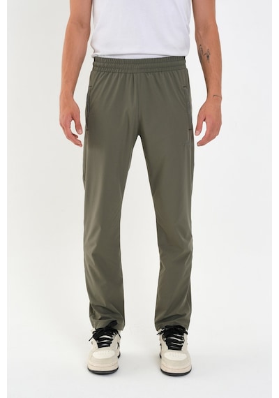 Shooter Ribey Erkek Eşofman Altı Fermuarlı Üç Cepli İnce Dökümlü Kumaş Rahat Kalıp Klasik Paça Açık Haki
