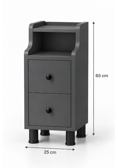 Çok Amaçlı Modern Yan Sehpa Organizer Yatak Odası Komodin 25cm Ahşap Görünümlü Ev Tamamlayıcı Antrasit Çok Amaçlı Modern Yan Sehpa Organizer Yatak Odası Komodin 25cm Ahşap Görünümlü Ev Tamamlayıcı Antrasit
