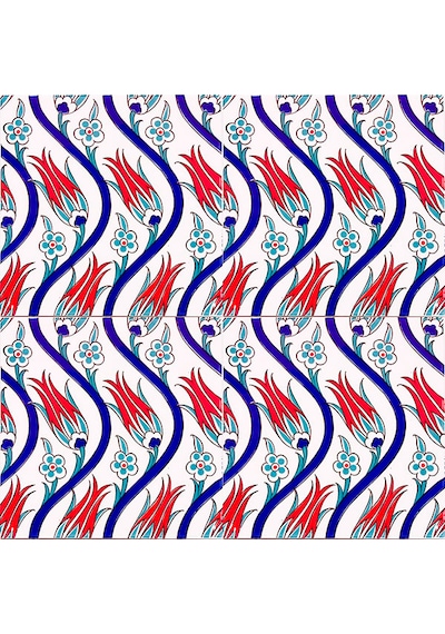 Armada Çini 20x20 Cm Ac 20 Sarmaşık Lale Desenli Çini Seramik Kar