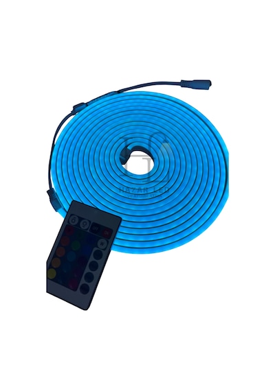 220 Volt Rgb Esnek Neon Şerit Led Set Kumandalı Ip65 Dış Mekan 5 Metre