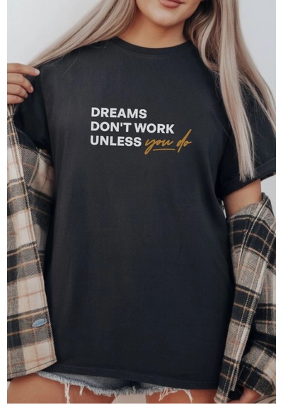 Freedom Store Unisex Oversize 24/1 Penye Dtf Baskılı Tişört - Dtf294 Siyah