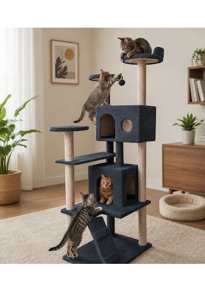 Missidea Nr-0063 Kule Kedi Evi Tırmalama Antrasit