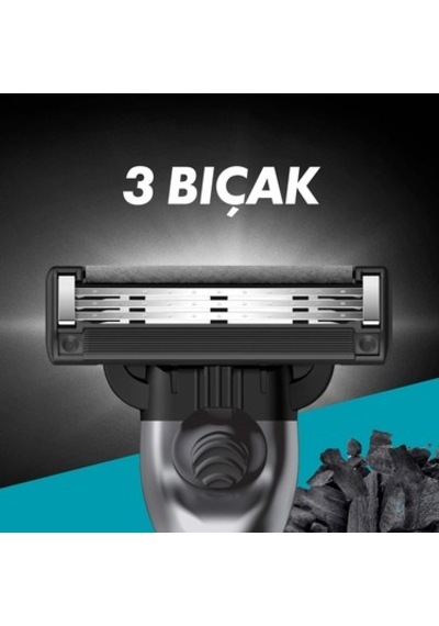 Gillette Mach3 Charcoal Tıraş Bıçağı 4 Adet Mikrofin Koruyucularla Cilt Tahrişini