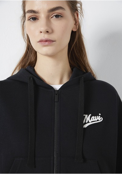 Mavi - Mavi Logo Baskılı Kapüşonlu Siyah Sweatshirt 1s10486-900 Siyah