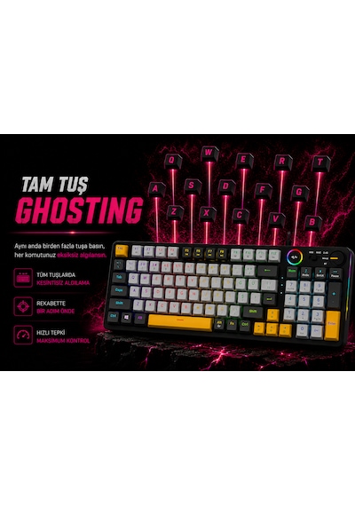 Bronzturq Mk1141 Rgb Antı-ghostıng 3n1 Wired + 2.4g + Bluetooth Mekanik Klavye