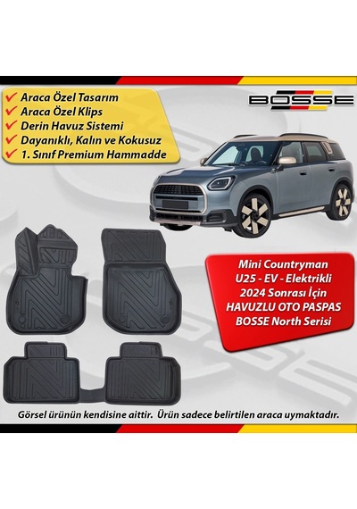 Mini Countryman Paspas U25 Ev Elektrikli Araca Özel 2024 Sonrası Derin Havuzlu Paspas Serisi
