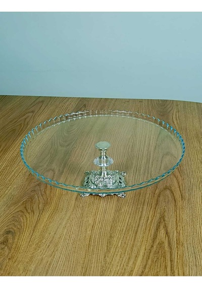 Elta Collection Avangard Gümüş Döküm Ayaklı Yuvarlak Pasta Standı Muhteşem Sunumluk Gümüş