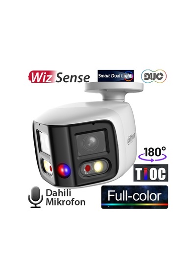Dahua Ipc-pfw3849s-a180-as-pv 2x4mp Dah.mik. Tioc Duo Smart Dual Led Full Color Bullet Kamera 25mt