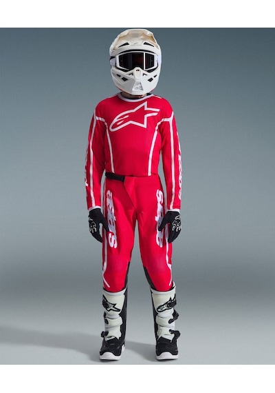 Alpinestars Youth Fluid Apex Genç Kros Motosiklet Pantolonu Kırmızı Beyaz