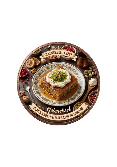 Ekmek Kadayıfı Temalı Tatlıcılar Pastaneler Restoranlar İçin Ahşap Duvar Kapı Dekoratif Süs Tablo 3