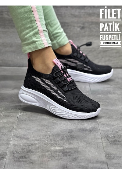 Papucumun Dünyası Tutinom Triko Çoraplı Lastik Bağcıklı Sneaker Çocuk Ayakkabısı Siyah - Pembe Papucumun Dünyası Tutinom Triko Çoraplı Lastik Bağcıklı Sneaker Çocuk Ayakkabısı Siyah - Pembe