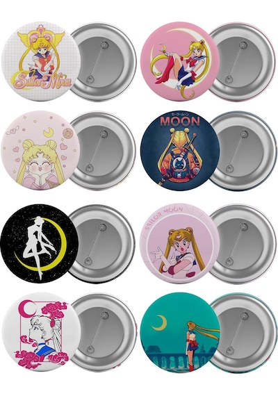 Sailor Moon Çanta Rozeti Seti 8 Adet En Büyük Boy 5.8cm İğneli Br