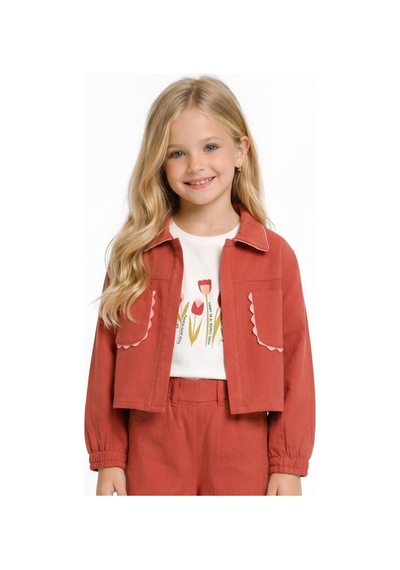 Xo Kids Kız Çocuk 3lü Alt Üst Kombin Takmı 4-8 Yaş Set0513 Kiremit