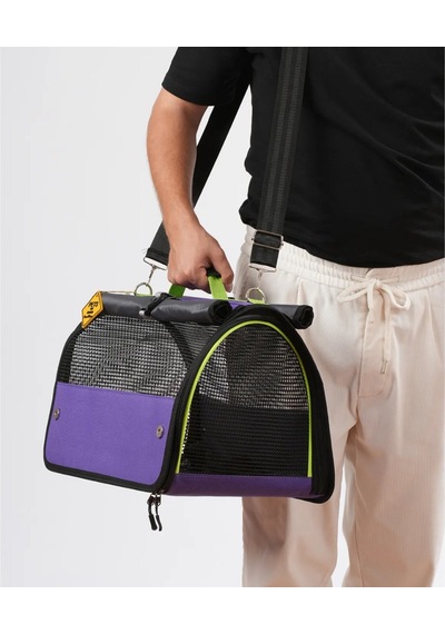 Reyo Brave Paws Flybag Plastik Yırtılmaz Fileli Kedi Ve Köpek Taşıma Çantası Seyahat Çantası Mor 45x25x26cm
