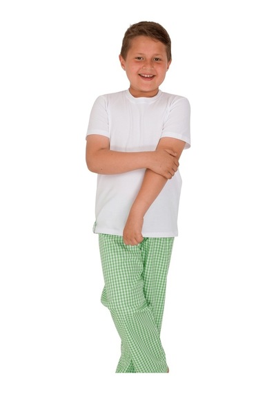 The Don Aile Beyaz-Yeşil Kareli Erkek Çocuk Pijama Takımı (9-14 Y
